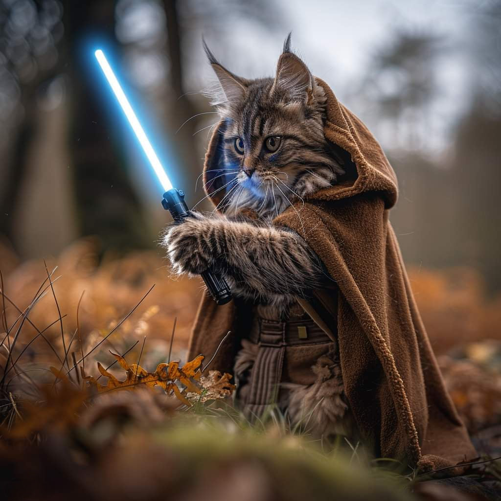 10x10 Premade DTF Jedi Kitty